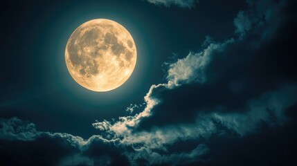 Wall Mural - mysterious full moon in a dark sky with clouds