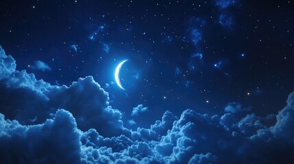 Wall Mural - Moonlit clouds and starry night