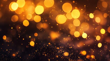 Canvas Print - golden bokeh with warm lights on dark background