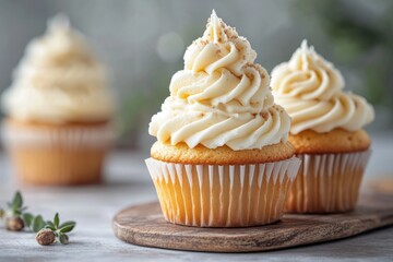 Wall Mural - gluten-free cupcakes topped with swirls of frosting a guilt-free sweet treat without gluten