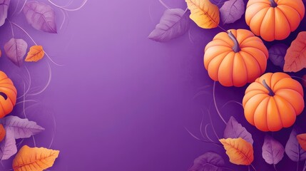 Canvas Print - pumpkin background with pumpkins on purple