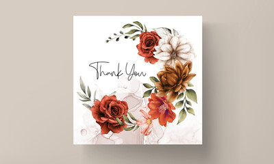 Sticker - beautiful autumn floral frame wedding invitation card template