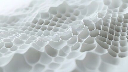 Poster - Abstract White Wavy Surface with Cellular Structure