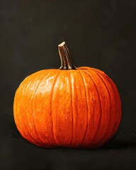 Canvas Print - Ripe pumpkin on dark background