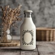 © Usman - Glass milk bottle mockup with editable vintage label. mockup.
