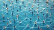 © Rere_Art151 - Miniature Figures Connected by White Strings on a Blue Surface