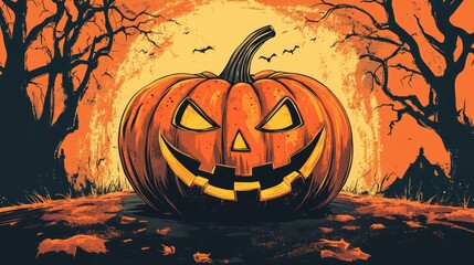 Canvas Print - Halloween themed promotional design featuring a pumpkin