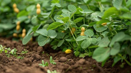 Canvas Print - Close-up of Peanut Plants in a Field