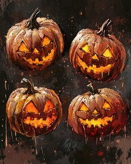 Wall Mural - Halloween pumpkin collection for artwork design