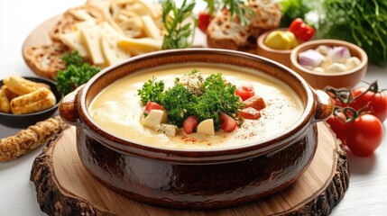 Canvas Print - tomato soup with bread