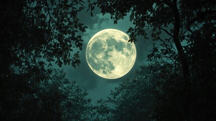 Wall Mural - full moon in abstract natural backgrounds