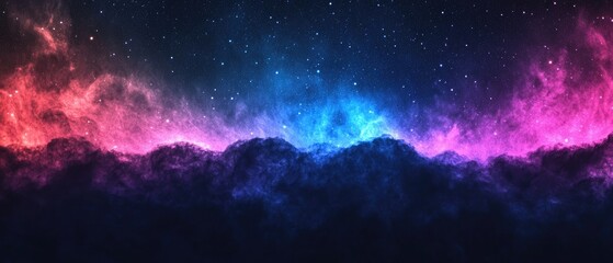 Wall Mural - colorful night sky with jupiter silhouette and top wall