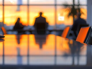 Sticker - Silhouettes of People During Sunset in Office