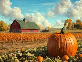 Poster - Harvest season at a pumpkin farm