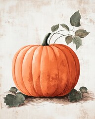 Poster - Pumpkin design on neutral backdrop festive theme