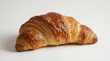 Poster - A Single, Golden Brown Croissant on a White Surface