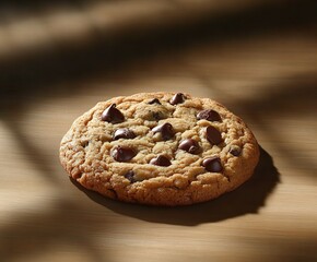 Wall Mural - Tasty chocolate chip cookie with a perfect texture and golden brown surface, isolated on background new beautiful stock image illustration AI