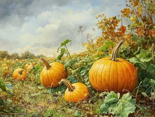 Wall Mural - Yellow Pumpkin Harvest in Vegetable Garden