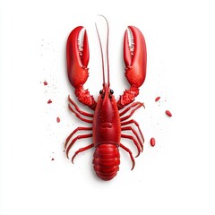 Wall Mural - A lobster clipart, hand-painted oil painting, textured brushstrokes, isolated on white background.