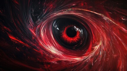 Sticker - Abstract red eye and black hole composition