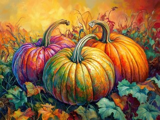 Sticker - vibrant pumpkin harvest from an organic garden