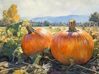 Sticker - Autumn pumpkins ready for harvest