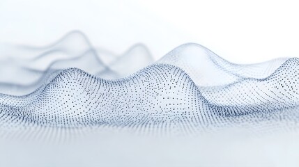 Poster - Abstract Blue and White 3D Wireframe Landscape with Black Dots