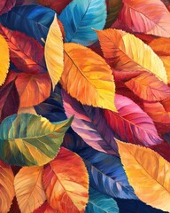 Poster - Vibrant autumn leaves illuminated by sunlight