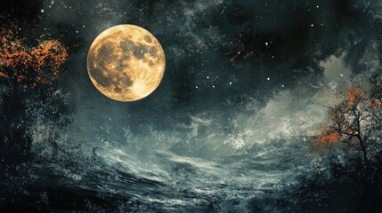 Wall Mural - full moon in abstract natural backgrounds