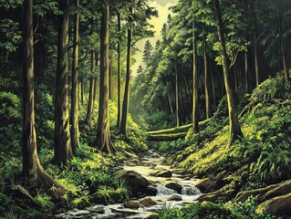 Wall Mural - lush woodland scenery