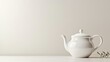 © padungsak - Minimalist white teapot on a plain background, evoking simplicity and elegance.