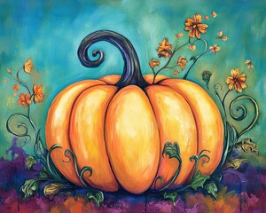 Poster - Whimsical Pumpkin Greeting Card