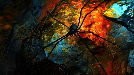 Black Spider Web Abstract Art