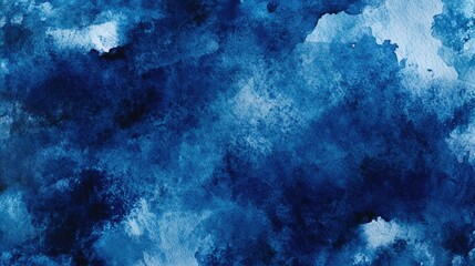 Poster - Abstract watercolor painting featuring a deep blue grunge texture Ideal for interior wallpaper and murals enhancing room aesthetics with a contemporary grunge style