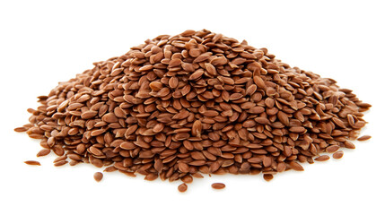 Wall Mural - Flax seeds pile isolated on white