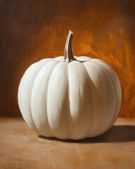 Canvas Print - white pumpkin on brown backdrop