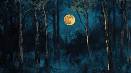 Wall Mural - moonlit trees
