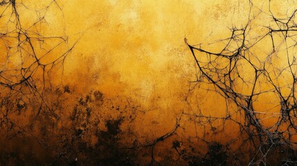 Sticker - horror themed yellow wall background with cobweb texture