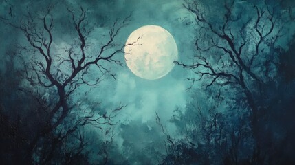 Wall Mural - moonlit trees