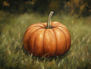 Poster - Pumpkin on grass