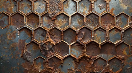 Wall Mural - Rusty Hexagon Pattern