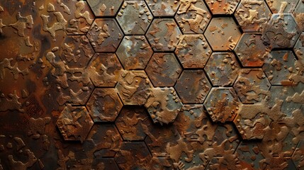 Canvas Print - Rusty Hexagon Pattern