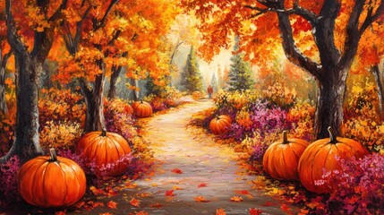 Wall Mural - vibrant festive autumn scene