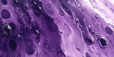 Wall Mural - Abstract purple fluid with bubbles and swirls.