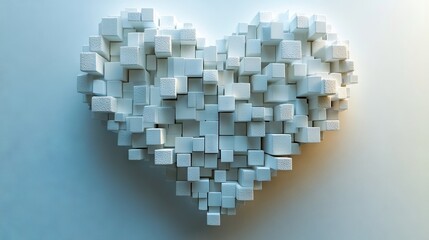 Wall Mural - A heart made out of cubes on a blue background