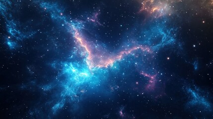 Poster - A Blue and Pink Nebula in a Starry Night Sky