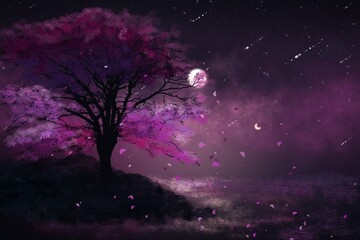 Wall Mural - moon and tree