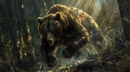 Sticker - Grizzly Bear in a Forest