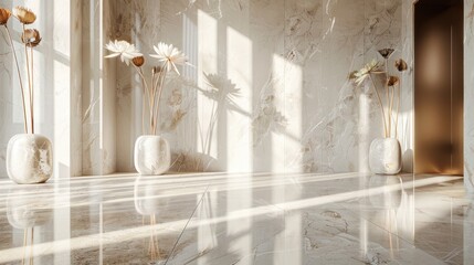 Sticker - Sunlit Minimalist Interior with Dried Flowers