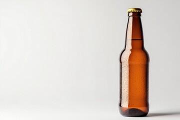 Beer bottle on solid white background, single object